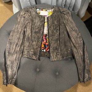 Rachel Roy Leather Jacket Size Medium Taupe/Brown